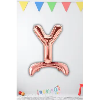 Y Harfi Ayaklı Folyo Balon Rose Gold Renk 32