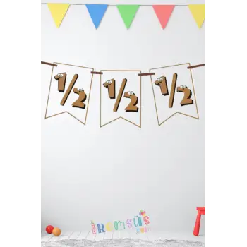 Yarış Yaş Doğum Günü Partisi Süsleme Flaması 1/2 Flama 60 cm 6 Ay Doğum Günü Süslemesi