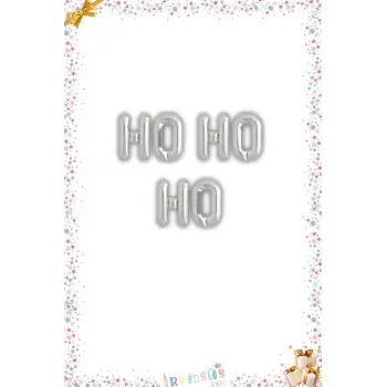 Yeni Yıl Süsleme Gümüş Renk Ho Ho Ho Harf Balon Seti 36 Cm Yılbaşı Partisi Süsleme Balonu