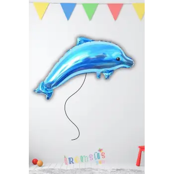 Yunus Figürü Mavi Renk Folyo Helyum Balon 24 Yunus Konsept Süsleme Folyo Hayvan Figür Balon