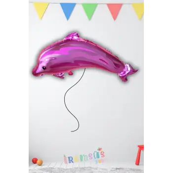 Yunus Figürü Pembe Renk Folyo Helyum Balon 24 Yunus Konsept Süsleme Folyo Hayvan Figür Balon