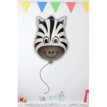 Zebra Kafa Figürü Folyo Helyum Balon 22 Safari Konsept Süsleme Folyo Hayvan Figür Balon