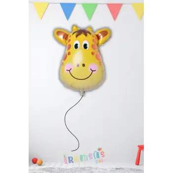 Züraafa Kafa Figürü Folyo Helyum Balon 22 Safari Konsept Süsleme Folyo Hayvan Figür Balon