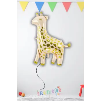 Zürafa Figür Desenli Folyo Helyum Balon 34 76 cm Zürafa Hayvan Figür Folyo Balon