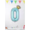 0 Rakam Doğum Günü Kral Taçlı Mavi Renk Rakam Folyo Balon 0 Rakamı Folyo Balon Seti