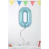 0 Rakamı Mavi Renk Folyo Helyum Balon 34 76 Cm 0 Rakam Folyo Balon