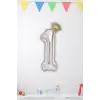 1 Yaş Doğum Günü Kral Taçlı Gümüş Renk Rakam Folyo Balon 1 Rakamı Folyo Balon Seti