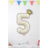 5 Yaş Doğum Günü Kral Taçlı Krem Renk Rakam Folyo Balon 5 Yaş Doğum Günü Folyo Balon Seti