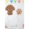 Retro Renk Poddle Köpek Patisi Figür Folyo Helyum Balon Seti 2 li Köpek Doğum Günü Balon Seti