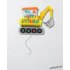 Happy Birthday Baskılı Büyük Excavator Folyo Balon 100 cm İnşaat Tema Folyo Balon