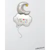 Bulut Şekilli Welcome World Folyo Balon Beyaz Renk 81*56 cm Yeni Doğum Süslemesi