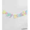 Makaron Renk Doğum Günü Partisi Happy Birthday Banner Yazı 110 Cm Makaron Konsept Süsleme