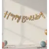 Happy Birthday Yazılı Kaligrafi Banner Yazısı Kraft Renk Doğum Günü Partisi 110 Cm
