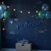 Köpekbalığı Konsept Doğum Günü Partisi Happy Birthday Banner Yazı 120Cm Balık Konsept Süsleme