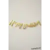 Happy Birthday Yazılı Kaligrafi Banner Yazısı Gold Renk Doğum Günü Partisi 110 cm