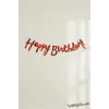 Happy Birthday Yazılı Kaligrafi Banner Yazısı Kırmızı Renk Doğum Günü Partisi 110 cm