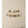 Retro Tema Doğum Günü Partisi Happy Birthday Banner Yazı 210 cm Kahve Tonu Süsleme