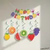 Meyve Konsept Doğum Günü Patisi Happy Birthday Banner 6lı Tavan Süs Paketi Ekonomik Paket Süsleme