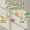 Safari Konsept Doğum Günü Partisi İyi ki Doğdun Banner + 6lı Tavan Süs Süsleme Paket Ekonomik Paket