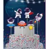 Uzay Konsept Pasta Cupcake Büyük Boy Süsleme Kürdanı 6 Adet Uzay Tema Parti Süsü