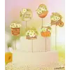 Papatya Konsept Pasta Cupcake Büyük Boy Süsleme Kürdanı 6 Adet Papatya Tema Parti Süsü