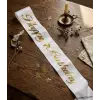 Happy Birthday Yazılı Gold Yaldızlı Beyaz Kuşak 150 Cm Doğum Günü Kuşağı Süslemesi