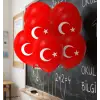 Türk Bayraklı Kırmızı Renk Lateks Balon 10 adet 12 29 Ekim Bayraklı Balon Süslemesi