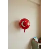 Türk Bayrağı Baskılı Kırmızı Renk Yuvarlak Folyo Helyum Balon 18 29 Ekim Süsleme Balonu