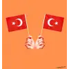 10 Adet Çubuklu Kağıt Türk Bayrağı Çıtalı Sopalı Ayyıldız Baskılı Bayrak 29 Ekim Süslemesi