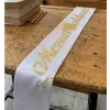 Mezun Oldum Yazılı Gold Yaldızlı Beyaz Kuşak 150 Cm Mezuniyet Süslemesi