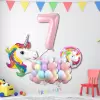 7 Yaş Doğum Günü Partisi Unicorn Tema Balon Süsleme Seti