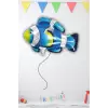 Balık Figürü Mavi Renk Folyo Helyum Balon 90*71 cm Deniz Canlıları Tema Süsleme Balonu