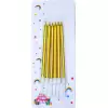 Dekoratif Uzun Pasta Mumu Gold Renk 6lı 13 cm İnce Uzun Pasta Mumu