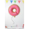 Donut Figür Pembe Renk Folyo Helyum Balon 80 Cm Donut Konsept Parti Süsleme Balonu