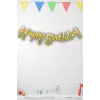 Happy Birthday Yazılı Kaligrafi Banner Yazısı Gold Renk Doğum Günü Partisi 110 cm