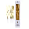 Kıvrımlı Gold Renk Zikzak Pasta Mumu 6 lı 12cm