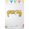 Party Yazılı Birleşik Gold Renk Folyo Balon 100cm Parti Balonu Süslemesi