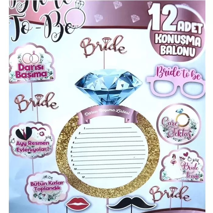 Bride To Be Temalı 12 Adet Konuşma Balonu Darısı Başıma Listesi Bekarlığa Veda Partisi Süs Seti