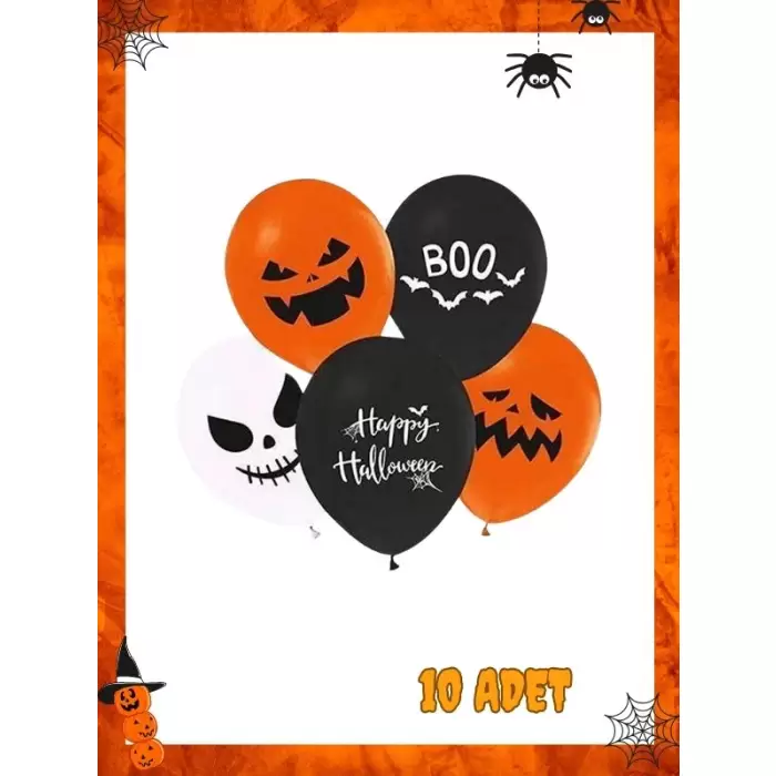 Cadılar Bayramı Happy Halloween Baskılı Süsleme Balonu 10 Adet Cadılar Bayramı Balonu