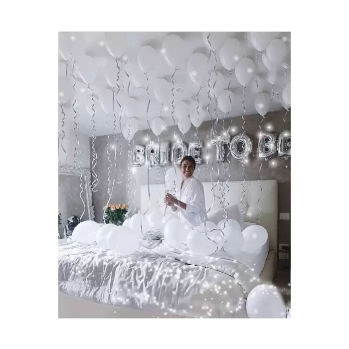 Bride To Be Yazılı Gümüş Renk Konsept Folyo Balon Seti 36 Cm Bekarlığa Veda Partisi Balon Süsleme