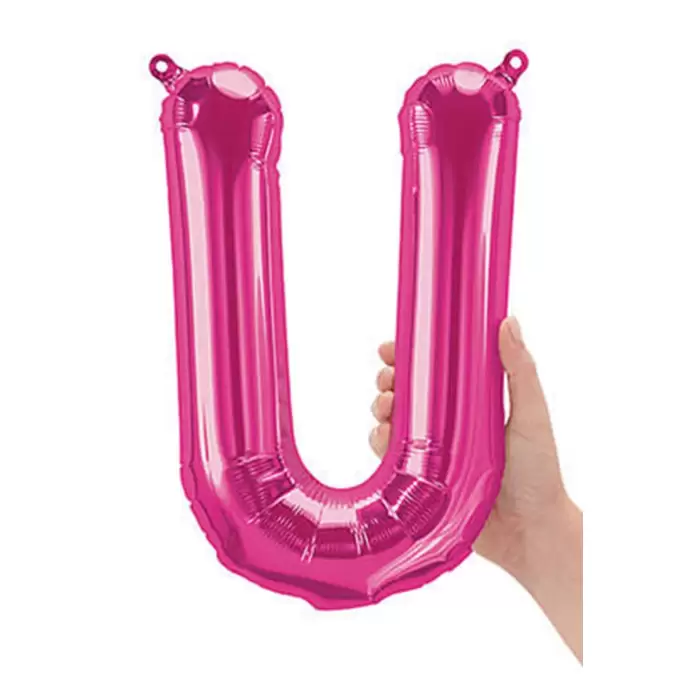 U-Ü Harf Pembe Renk Folyo Balon 40 Cm