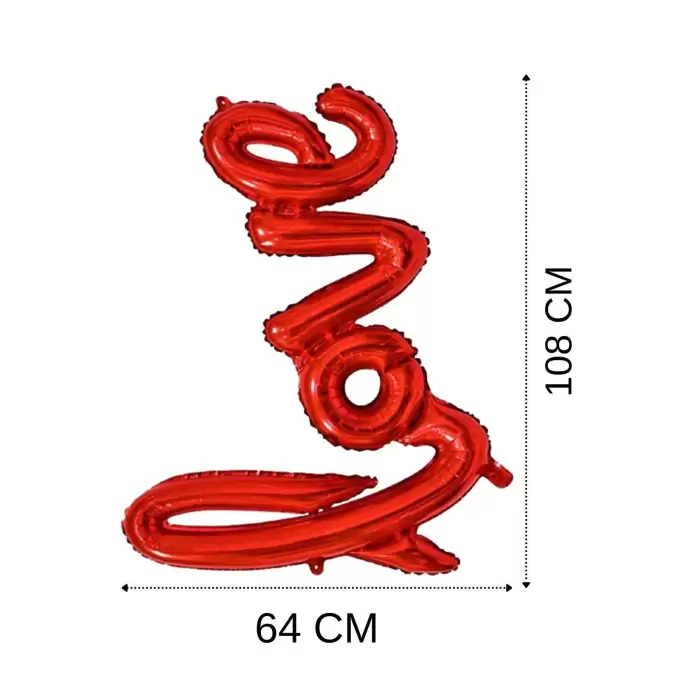 Kırmızı Renk Love Yazılı Folyo Balon 108 Cm Sevgili Sürprizi Süsleme Balonu