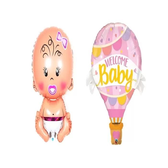 Kız Bebek Welcome Baby Balon Seti 2 Adet Balon Yeni Doğum Parti