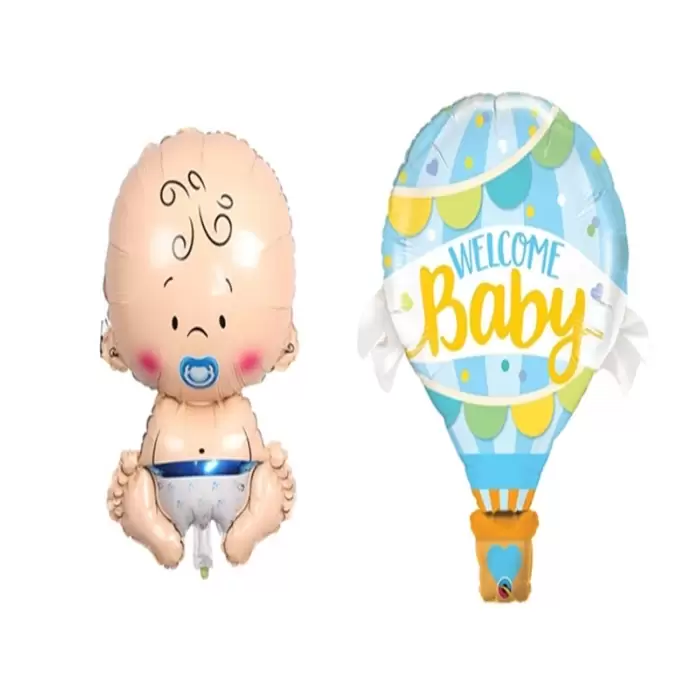 Erkek Bebek Welcome Baby Balon Seti 2 Adet Balon Yeni Doğum Parti