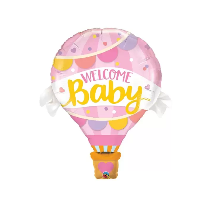 Welcome Baby Yazılı Pembe Renk Folyo Balon 85 CM - Kız Bebek Yeni Doğum Süslemesi