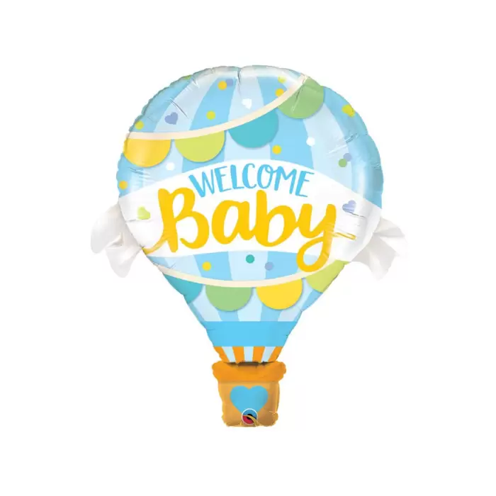 Welcome Baby Yazılı Mavi Renk Folyo Balon 85 CM - Erkek Bebek Yeni Doğum Süslemesi