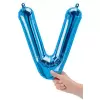 V Harf Mavi Renk Folyo Balon 40 Cm