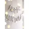 Gümüş Renk Happy Bırthday Yazılı Folyo Harfli Balon Seti 36 Cm Silver Rengi Konsept Süsleme