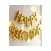 Gold Renk Happy Bırthday Yazılı Folyo Harfli Balon Seti 36 Cm Altın Rengi Konsept Süsleme