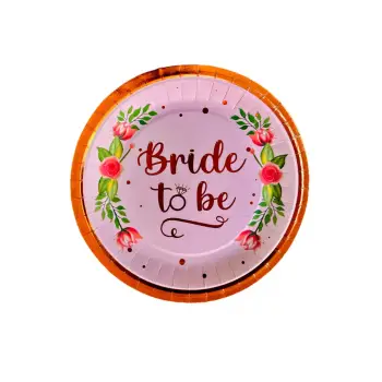 Bride To Be Rose Gold Yaldızlı Pembe Renk Karton Tabak 8 li Bekarlığa Veda Partisi Süsleme